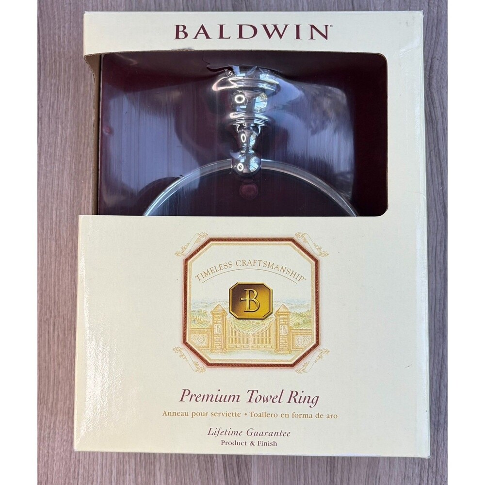 BALDWIN Premium Towel Ring EDGEWATER 3504-260 Polished Chrome Finish Solid Brass